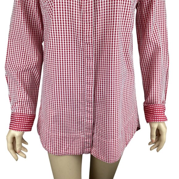 Tyler Böe Womens Reverse Check Sherri Button‎ Down Top Shirt Size 1o Red Gingham - Picture 4 of 8